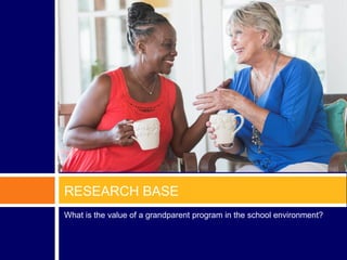 RESEARCH BASE
What is the value of a grandparent program in the school environment?
 