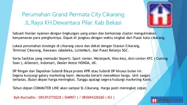 Alamat Grand permata city cikarang