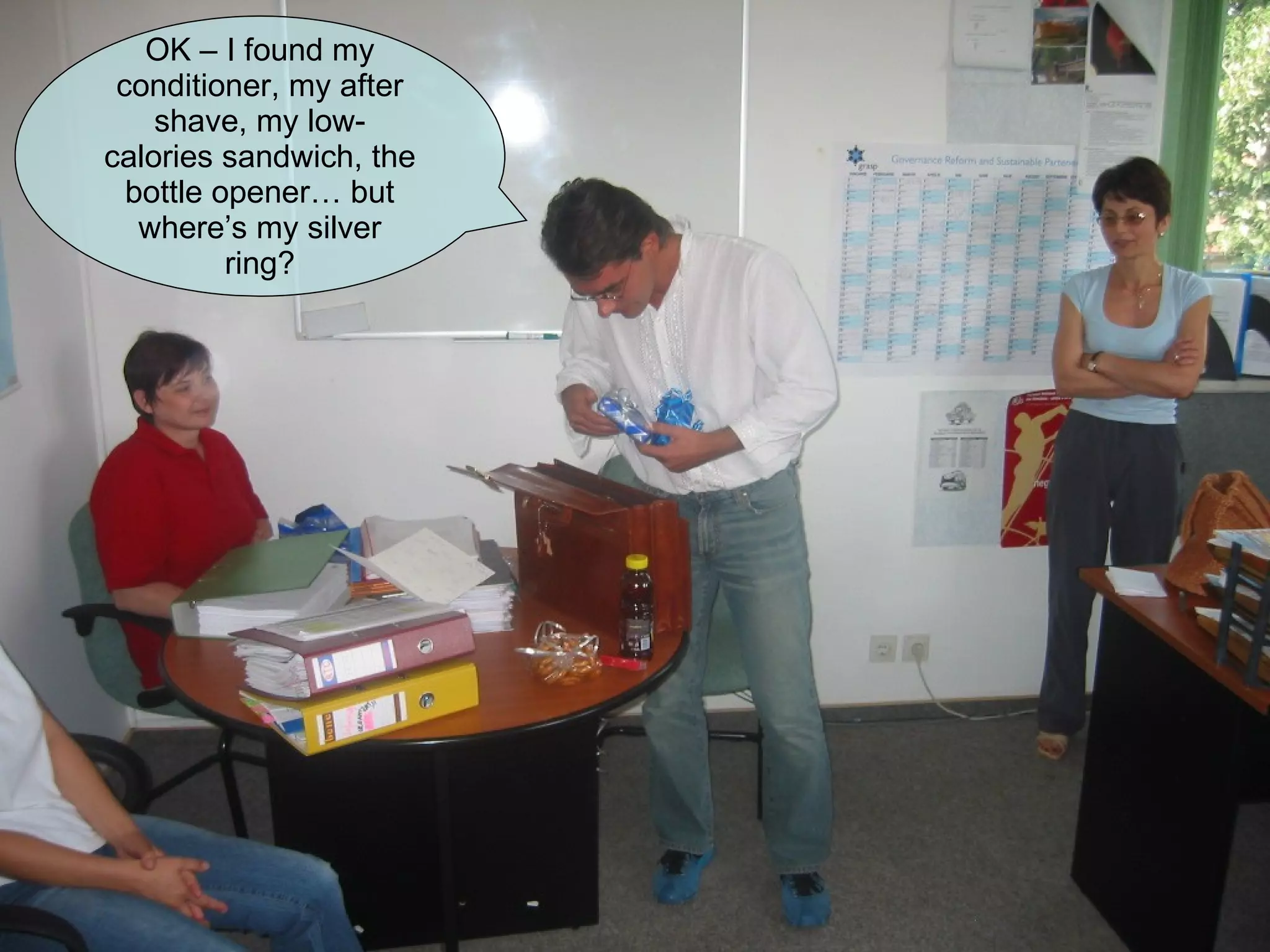 OK – I found my conditioner, my after shave, my low-calories sandwich, the bottle opener… but where’s my silver ring? 