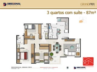 3 quartos com suíte - 87m²  