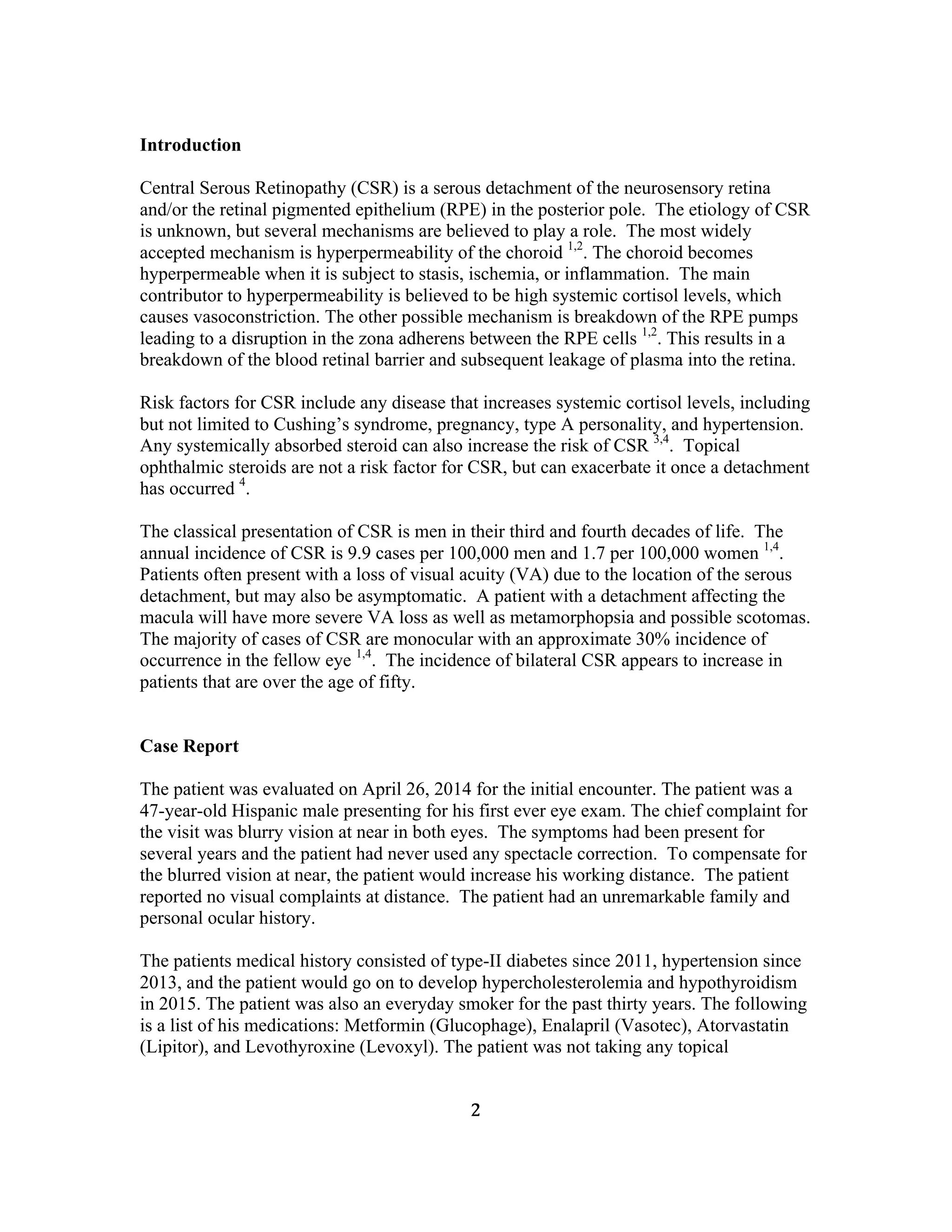Case Report and Clinical Findings of Central Serous Retinopathy | PDF