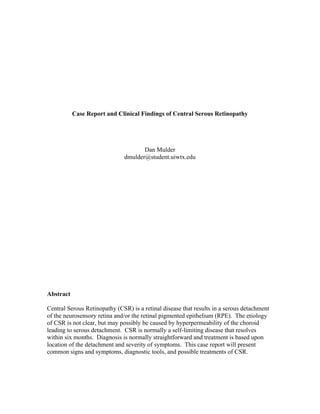 Case Report and Clinical Findings of Central Serous Retinopathy | PDF