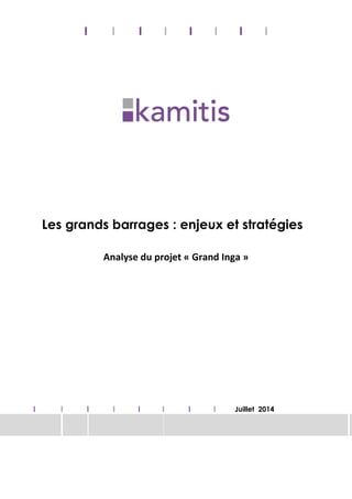 Les grands barrages : enjeux et stratégies
Analyse du projet « Grand Inga »
Juillet 2014
 