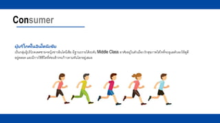 Consumer
ผู้บริโภคในอินโดนีเซีย
เป็นกลุ่มผู้บริโภคเพศชาย-หญิงชาวอินโดนีเซีย มีฐานะรายได้ระดับ Middle Class อาศัยอยู่ในตัวเมือง รักสุขภาพใส่ใจที่จะดูแลตัวเองให้ดูดี
อยู่ตลอด และมีการใช้ชีวิตที่ค่อนข้างจะก้าวตามทันโลกอยู่เสมอ
 