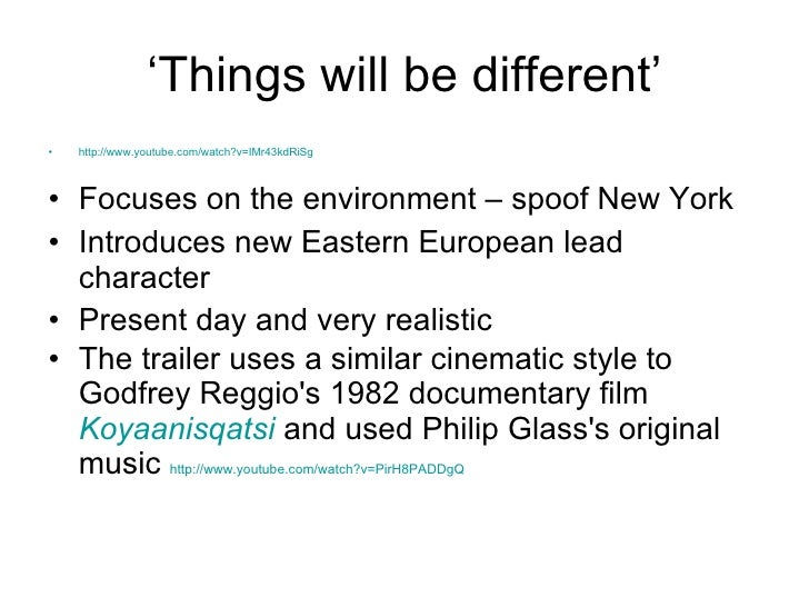 ‘Things will be different’ <ul><li>http://www.youtube.com/watch?v=IMr43kdRiSg </li></ul><ul><li>Focuses on the environment...