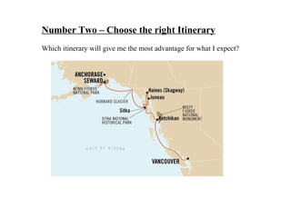 Number Two – Choose the right Itinerary Which itinerary will give me the most advantage for what I expect?   