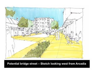 Potential bridge street – Sketch looking west from Arcadia
 