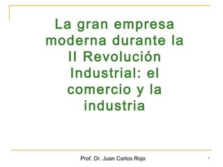 La gran empresa
moderna durante la
   II Revolución
   Industrial: el
  comercio y la
      industria


    Prof. Dr. Juan Carlos Rojo   1
 