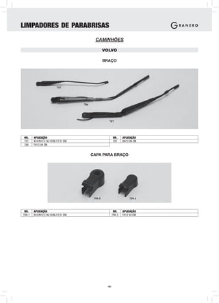 LIMPADORES DE PARABRISAS
                                            CAMINHÕES

                                                   VOLVO

                                                   BRAÇO




                         757




                                    786




                                                     787




NR.     APLICAÇÃO                                          NR.   APLICAÇÃO
757     N10/N12 E NL10/NL12 81 EM                          787   NH12 99 EM
786     FH12 94 EM


                                          CAPA PARA BRAÇO




                                           799-5                      799-1



 NR.    APLICAÇÃO                                       NR.      APLICAÇÃO
799-1   N10/N12 E NL10/NL12 81 EM                      799-5     FH12 94 EM




                                                    -56-
 