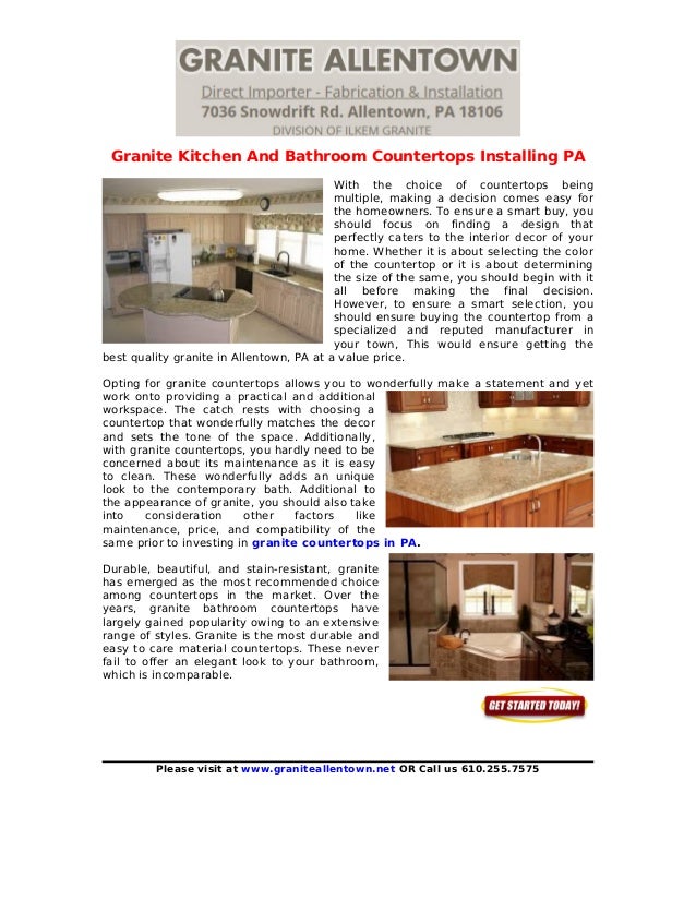 Granite Kitchen And Bathroom Countertops Installing Pa