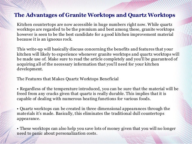 The Advantages Of Granite Worktops And Quartz Worktops