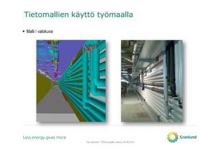 Tero Järvinen / TOKA-projekti, Saimia, 04.09.2014
Tietomallien käyttö työmaalla
Malli / valokuva
 