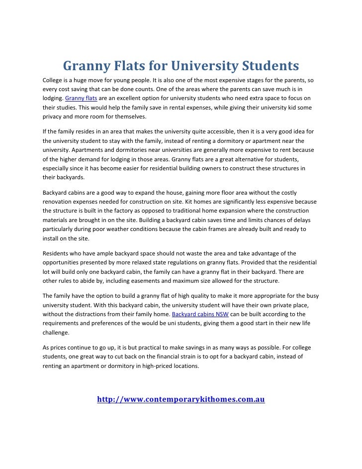 Granny Flats For University Students