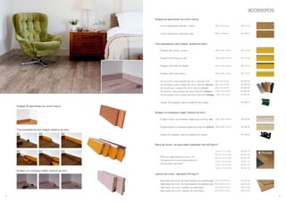 44
900 x 70 x 8 mm		 95 701 00
900 x 70 x 8 mm		 95 702 00
2400 x 58 x 19 mm		 95 412 00
2400 x 58 x 19 mm		 95 413 00
2400 x 58 x 19 mm		 95 414 00
2400 x 58 x 19 mm		 95 415 00
920 x 50 x 2 mm 		 83 XXX XX
920 x 50 x 2 mm		 84 XXX XX
920 x 50 x 2 mm		 85 XXX XX
1200 x 50 x 2 mm		 86 XXX XX
1165 x 50 x 2 mm		 87 XXX XX
			95 096 00
2500 x 58 x 18 mm 		 96 6XX XX
2500 x 58 x 18 mm		 96 0XX XX
			96 196 00
10 m x 1 m x 2 mm 		 92 201 12
30 m x 1 m x 2 mm 		 92 201 32
20 m x 1 m x 3 mm 		 92 201 23
15 m x 1 m x 4 mm 		 92 201 14
12 m x 1 m x 5 mm 		 92 201 15
10 m x 1 m x 6 mm 		 92 201 16
915 x 610 x 6 mm 		 92 004 06
915 x 610 x 8 mm 		 92 004 08
915 x 610 x 2 mm 		 92 015 02
915 x 610 x 4 mm 		 92 015 04
43
Corcho aglomerado estándar , natural
Corcho aglomerado, barnizado mate
Rodapié mdf forrado de arce
Rodapié mdf forrado de roble
Rodapié mdf forrado de Wenge
Rodapié mdf forrado blanco
Tira de corcho para cualquier tipo de la colección Cork.
Tira de linóleum para cualquirt tipo de la colección linocork
Tira de piel para cualquier tipo de la colección corium
Tira de vinilo para cualquier tipo de la colección vinylcork
Tira de madera para cualquier tipo de la colección heritage
Grapas (30 unidades) para la instalación del rodapié.
Rodapé forrado con impression digital de la coleccion vita
Rodapé forrado con impression digital de la colección vinylcork
Grapas (30 unidades ) para la instalación de rodapié
Rollos de aglomerado de corcho con
incrustaciones de la exclusiva protección
antibacteriana Microban®
Aglomerado de corcho de capa superficie con acabado lijado
Aglomerado de corcho de capa superficie con acabado lijado
Aglomerado de corcho, aislante/ de capa inferior
Aglomerado de corcho, aislante/ de capa inferior
Rodapie de aglomerado de corcho macizo
Tiras autoadesivas para rodapie (sistema de click )
Rodapé con impression digital (sistema de click )
Rollos de corcho de capa inferior (densidad 180-200 Kg/m3
)
Laminas de corcho (densidad 240 Kg/m3
)
Rodapie de aglomerado de corcho macizo
Tiras autoadesivas para rodapie (sistema de click )
Rodapé con impression digital (sistema de click )
accesorios
 