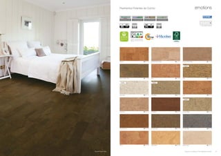 *Information sur le niveau d’émission de
substances volatiles dans l’air intérieur,
présentant un risque de toxicité par in-
halation, sur une échelle de classe allant
de A+ (très faibles émissions) à C (fortes
émissions)
residential
warranty
years
10
no added formaldehyde
AGGL PURe
moisture resistant HDF
HIDR CORE
edge sealing technology
JOINT SHIELDWEARTOP
high performance coating
armour
commercial
warranty
years
5
Country Beige	 20 241 40
Country Slate	 20 241 46
Lava	 20 201 00
Lava Brown	 20 201 21Lava Sand	 20 201 14
Element Rustic Olive 12
River	 20 131 00 Swirl	 20 941 00
Chip White	 20 951 12 Chip Beige	 20 951 40
Country Brown	 20 241 26 Country Olive	 20 241 29
Nobel Cream	 20 191 11Nobel	 20 191 00 Nobel Select	 20 191 82
Element Rustic Cream	 20 111 11Element	 20 801 00 Element Rustic Khaki	 20 111 44
Element Rustic Olive	 20 111 29
emotions
910 x 300 x 10,5 mm
20
Pavimentos Flotantes de Corcho
nuevo
nuevonuevo
nuevo
Productos con certificacion FSC®
disponibles a solicutud.
 