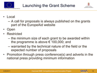 But it is not a Donation!!!3/23/2011Improved SME Competitiveness and Innovation Project7