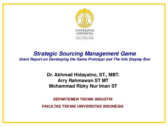 Rekvisitter Panda Match Strategic Sourcing Management Game: Grant for Prototype Development R…