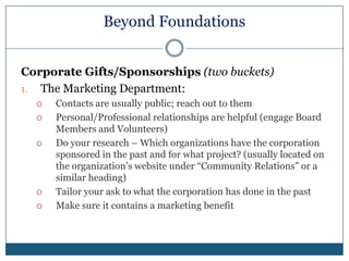 Where’s the Money: ResearchAssets		DisbursementsThe size of the assets and the disbursements will determine the giving capacity of the foundation