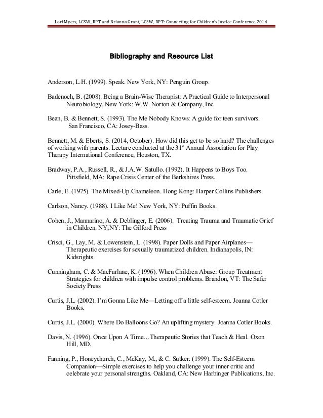 Bibliography & Resource List 2014