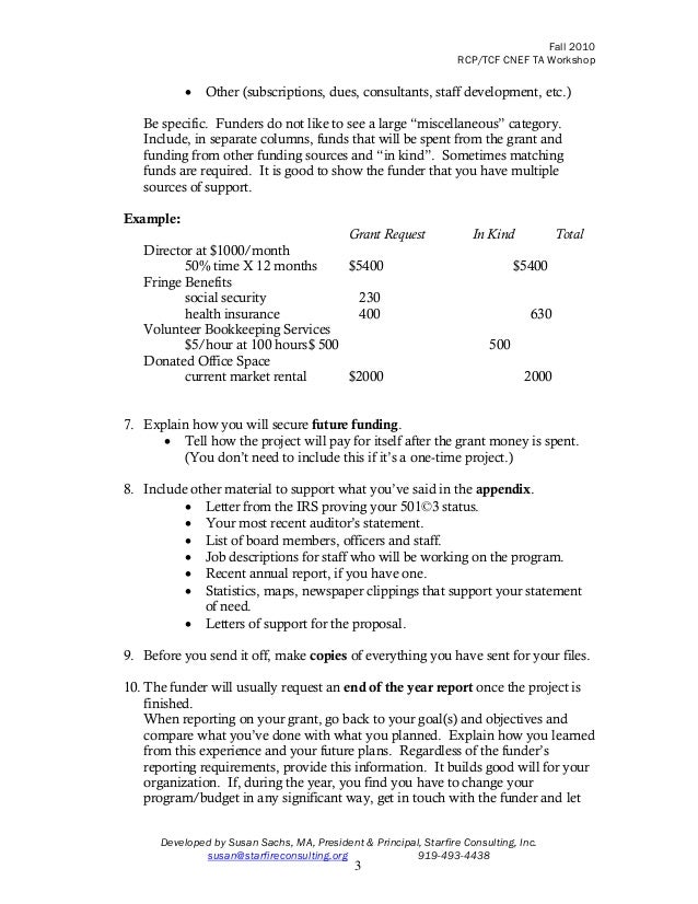 grant proposal checklist handout bookkeeping proposal letter