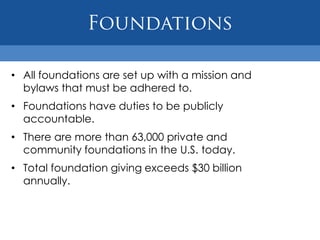 SustainabilityA.K.A. Future fundingNo funding source wants to support your project forever.Should provide a specific plan for future funding of the project.Explains how the project will continue once the funding being requested runs out.