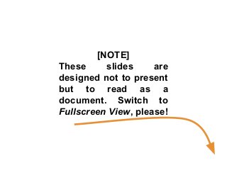 [NOTE]
These slides are
designed not to present
but to read as a
document. Switch to
Fullscreen View, please!
 