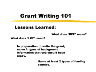 Grant Writing 101