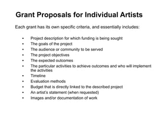Grant Writing for Artists