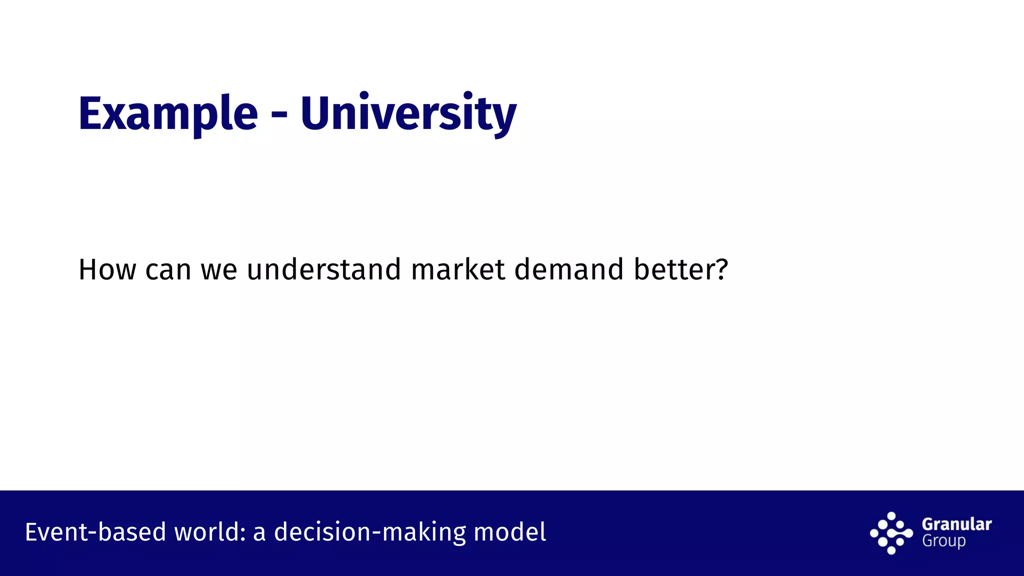 Event-based world: a decision-making model
Example - University
How can we understand market demand better?
 