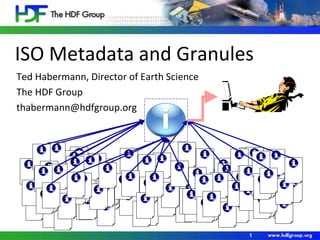 ISO Metadata and Granules
Ted Habermann, Director of Earth Science
The HDF Group
thabermann@hdfgroup.org
1
 