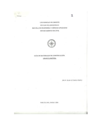 Guia de Materiales de Construción: Granulometria. Prof. Blas Octavio Pintos