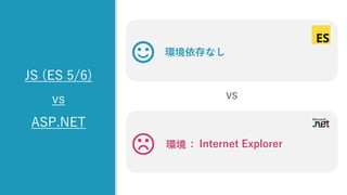 z
JS (ES 5/6)
vs
ASP.NET
VS
環境 : Internet Explorer
環境依存なし
 
