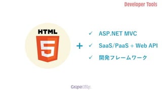 ✓ ASP.NET MVC
✓ SaaS/PaaS + Web API
✓ 開発フレームワーク
 