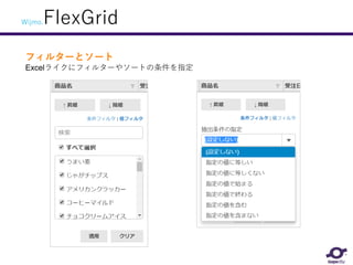 Wijmo.FlexGrid
フィルターとソート
Excelライクにフィルターやソートの条件を指定
 