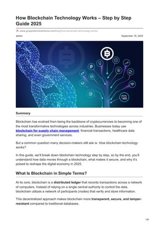 How Blockchain Technology Works – Step by Step Guide 2025 | PDF