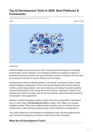 Machine Learning Model Development Slides Top AI Development Tools in 2026: Best Platforms & Frameworks | PDF