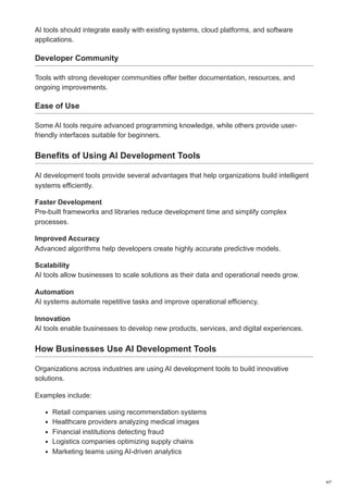 Top AI Development Tools in 2026: Best Platforms & Frameworks | PDF