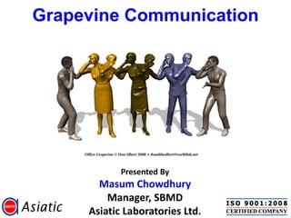 Grapevine Communication

Presented By

Masum Chowdhury
Manager, SBMD
Asiatic Laboratories Ltd.

 