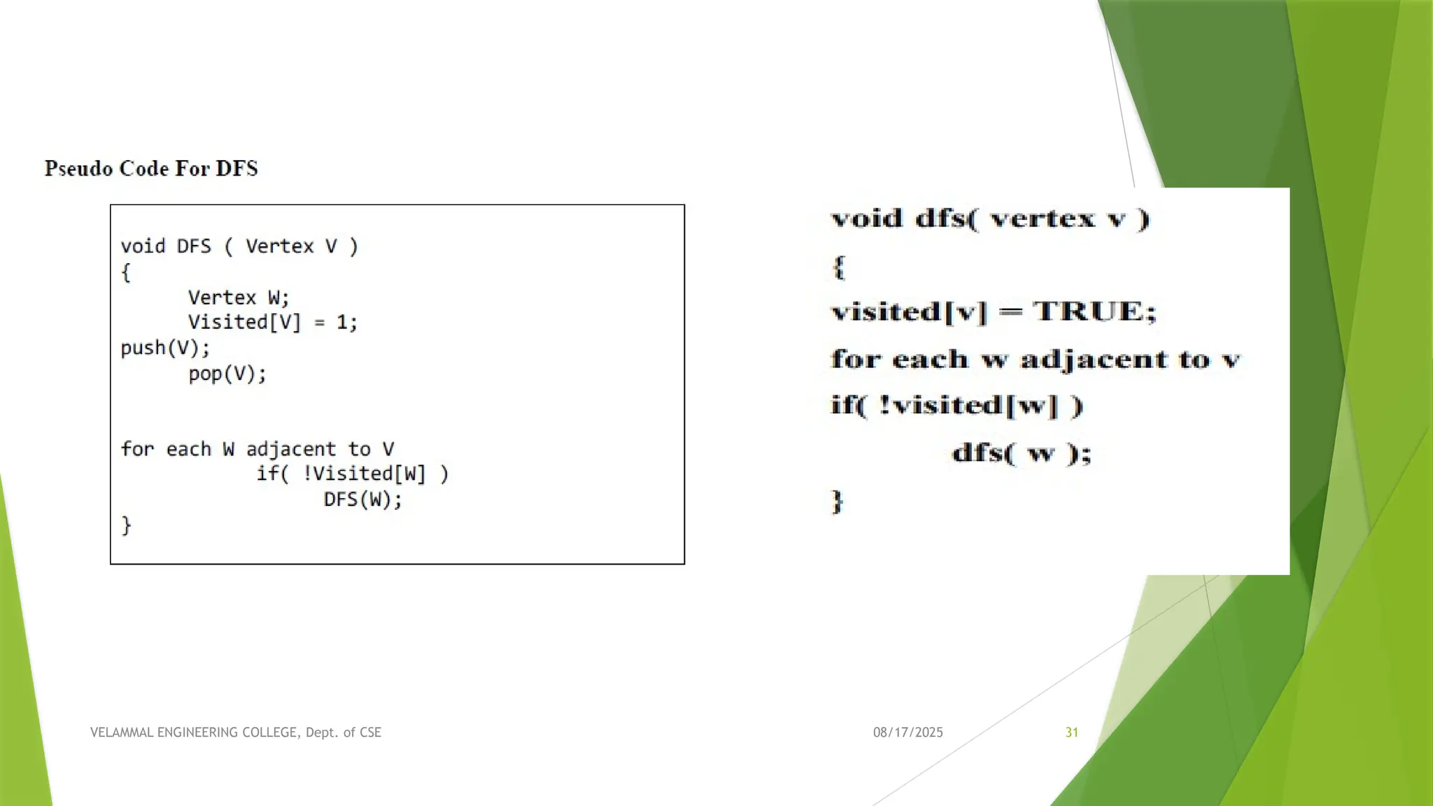 08/17/2025 VELAMMAL ENGINEERING COLLEGE, Dept. of CSE 31 