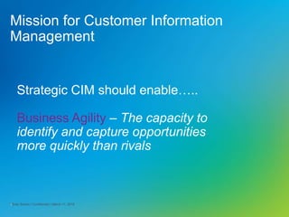 Mission for Customer Information
Management
Strategic CIM should enable…..
Business Agility – The capacity to
identify and capture opportunities
more quickly than rivals
4Pitney Bowes | Confidential | March 11, 2015
 