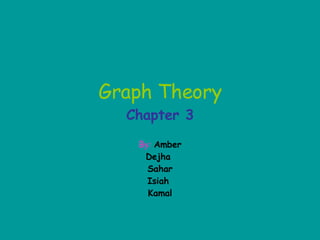 Graph Theory Chapter 3 By:   Amber Dejha  Sahar Isiah  Kamal 
