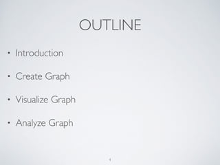 OUTLINE
• Introduction
• Create Graph
• Visualize Graph
• Analyze Graph
4
 