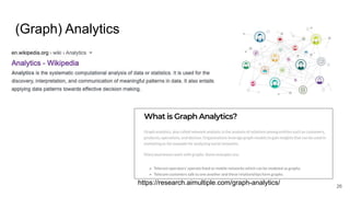 (Graph) Analytics 26 https://research.aimultiple.com/graph-analytics/ 