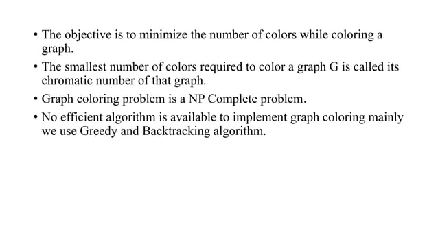 Graph coloring using backtracking | PPTX