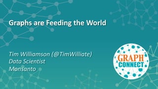 Graphs	
  are	
  Feeding	
  the	
  World 
Tim	
  Williamson	
  (@TimWilliate) 
Data	
  Scientist	
  
Monsanto
 