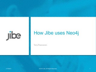How Jibe uses Neo4j
Tero Paananen

11/7/2013

© 2013 Jibe. All Rights Reserved.

1

 