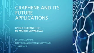 GRAPHENE AND ITS
FUTURE
APPLICATIONS
BY: ARPIT AGARWAL
ELECTRICAL & ELECTRONICS (3RD YEAR)
1109721026
UNDER GUIDANCE OF:
Mr MANISH SRIVASTAVA
 
