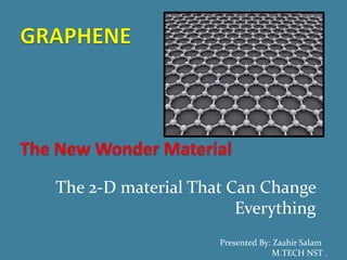 The 2-D material That Can Change
                       Everything
                    Presented By: Zaahir Salam
                                  M.TECH NST .
 