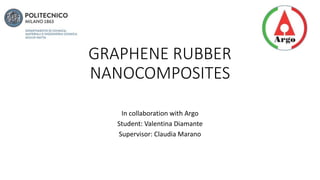 GRAPHENE RUBBER
NANOCOMPOSITES
In collaboration with Argo
Student: Valentina Diamante
Supervisor: Claudia Marano
 