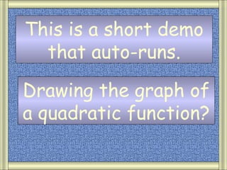 This is a short demo
  that auto-runs.

Drawing the graph of
a quadratic function?
 